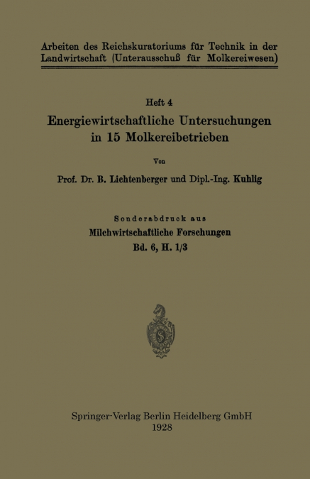 Energiewirtschaftliche Untersuchungen in 15 Molkereibetrieben