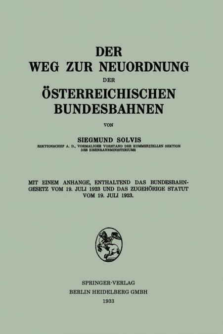 Der Weg Zur Neuordnung Der Osterreichischen Bundesbahnen