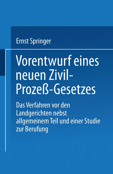 Vorentwurf Eines Neuen Zivil-Prozess-Gesetzes