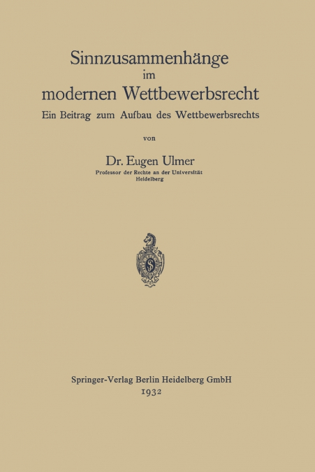 Sinnzusammenhange Im Modernen Wettbewerbsrecht
