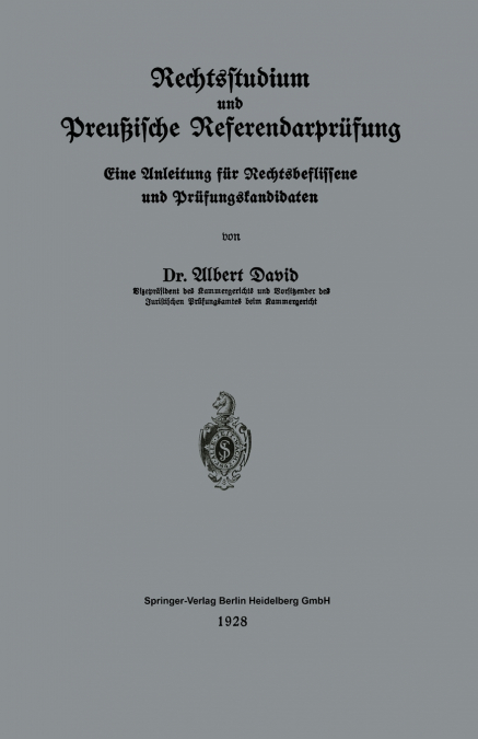 Rechtsstudium Und Preussische Referendarprufung