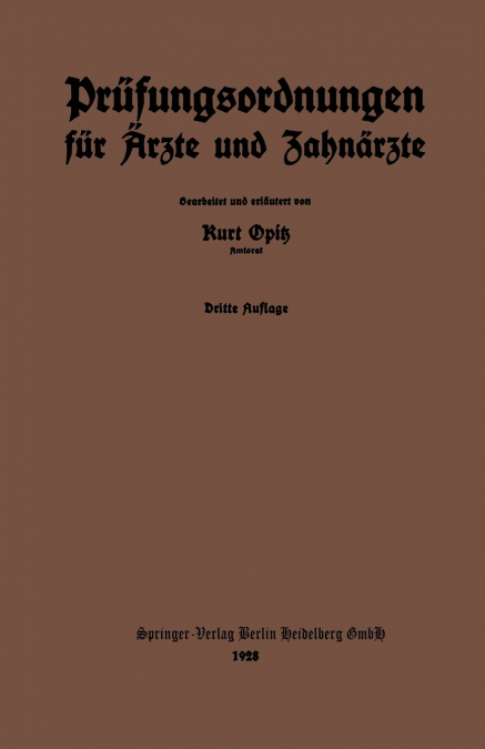 Prufungsordnungen Fur Arzte Und Zahnarzte