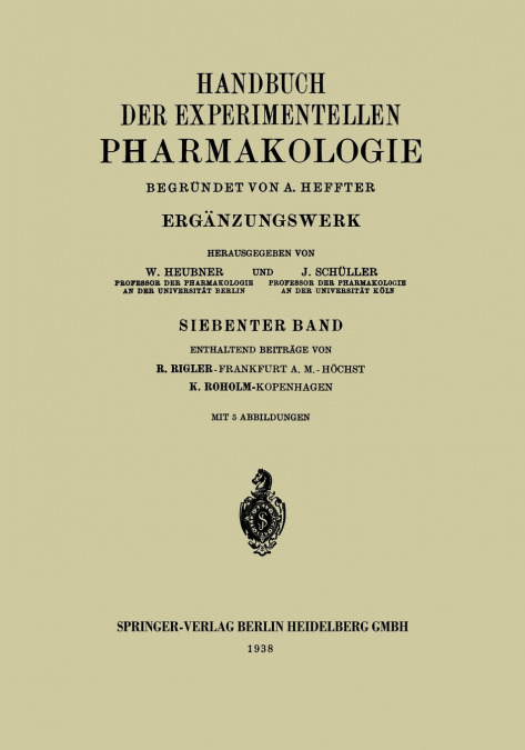 Handbuch Der Experimentellen Pharmakologie