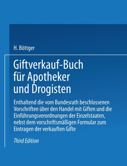Giftverkauf-Buch Fur Apotheker Und Drogisten