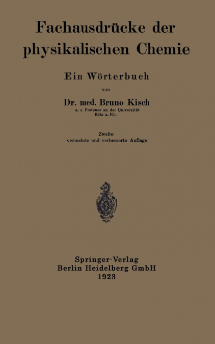 Fachausdrucke Der Physikalischen Chemie