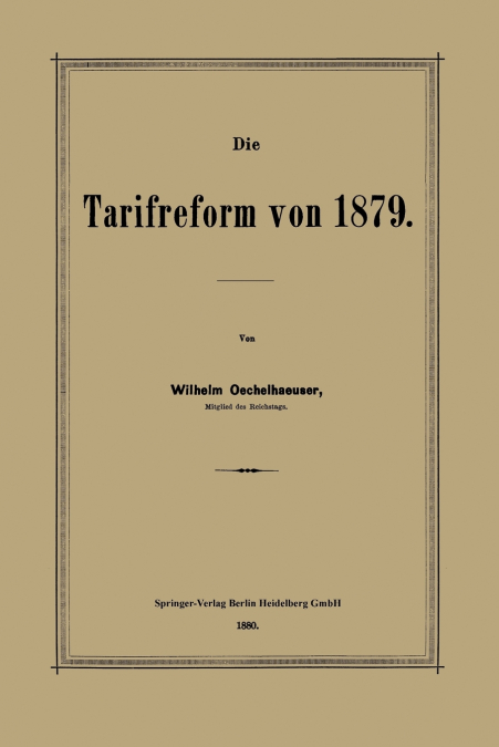 Die Tarifreform Von 1879