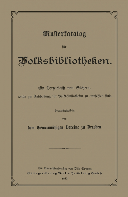 Musterkatalog Fur Volksbibliotheken