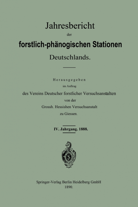 Jahresbericht Der Forstlich - Phanologischen Stationen Deutschlands