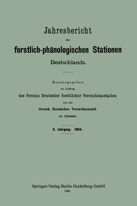 Jahresbericht Der Forstlich-Phanologischen Stationen Deutschlands