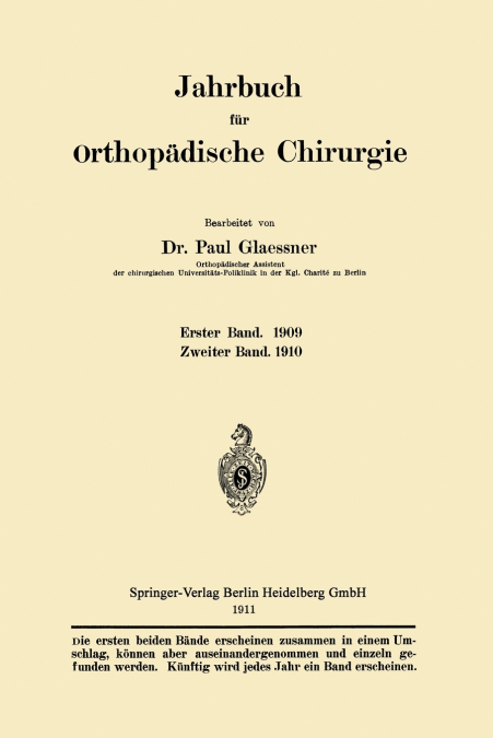 Jahrbuch Fur Orthopadische Chirurgie