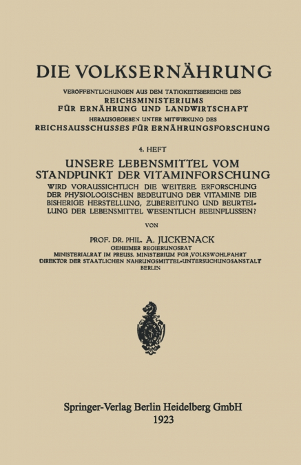 Unsere Lebensmittel Vom Standpunkt Der Vitaminforschung