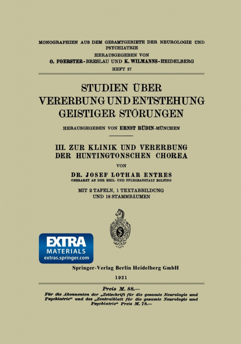 Studien Uber Vererbung Und Entstehung Geistiger Storungen