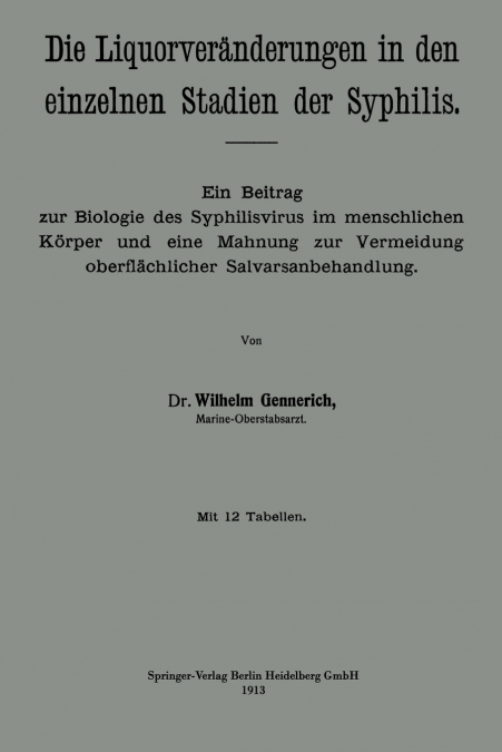 Die Liquorveranderungen in Den Einzelnen Stadien Der Syphilis