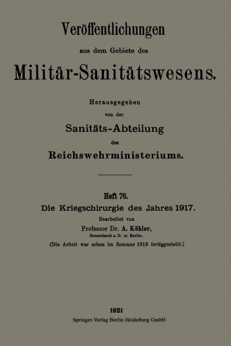Die Kriegschirurgie Des Jahres 1917