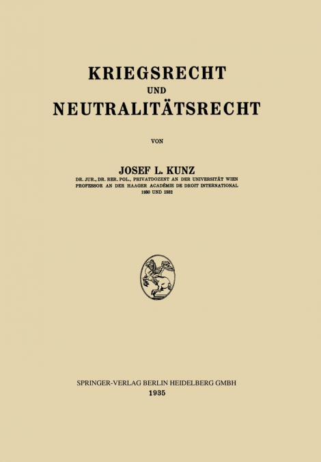 Kriegsrecht Und Neutralitatsrecht