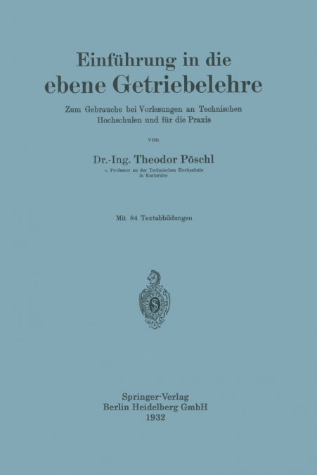 Einfuhrung in Die Ebene Getriebelehre