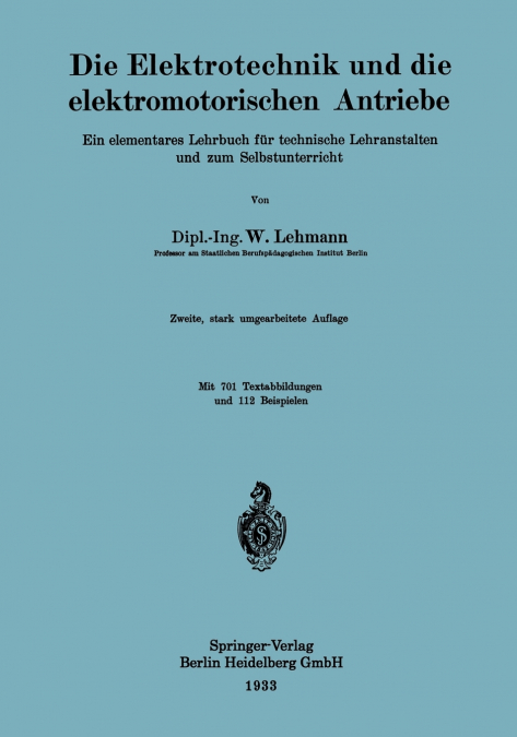 Die Elektrotechnik Und Die Elektromotorischen Antriebe