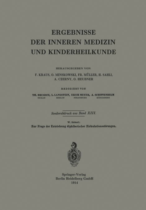 Zur Frage Der Entstehung Diphtherischer Zirkulationsstorungen