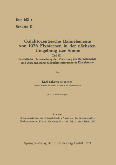 Galaktozentrische Bahnelemente von 1026 Fixsternen in der nächsten Umgebung der Sonne