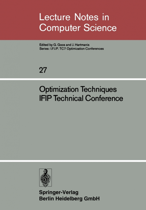 Optimization Techniques Ifip Technical Conference