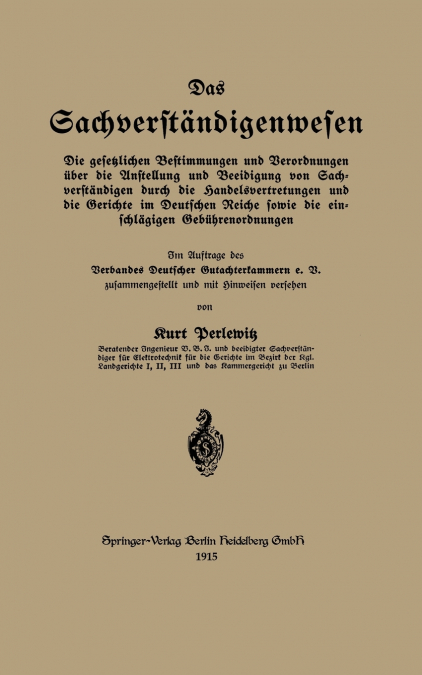 Das Sachverstandigenwesen