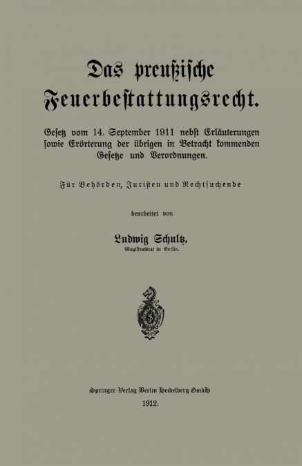 Das Preussische Feuerbestattungsrecht