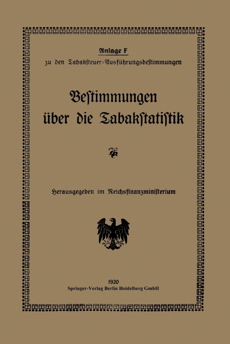 Bestimmungen Uber Die Tabakstatistik