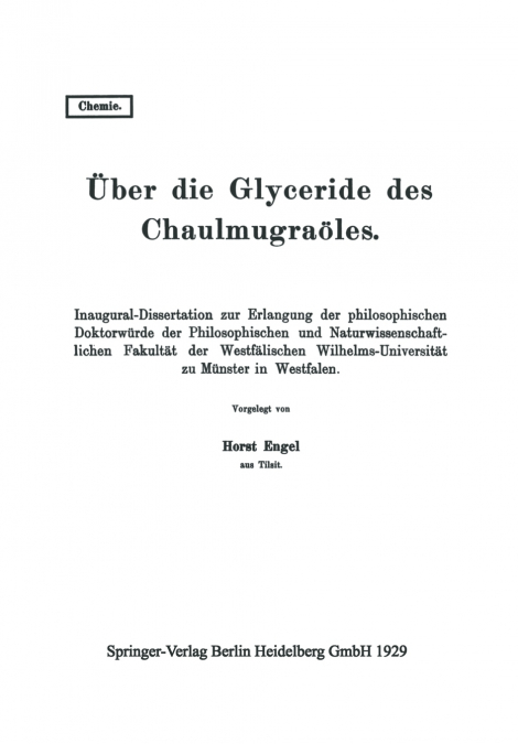 Uber Die Glyceride Des Chaulmugraoles