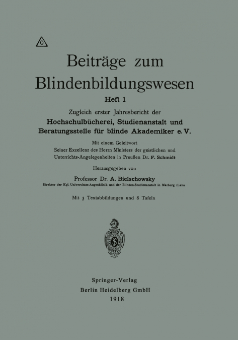 Beitrage Zum Blindenbildungswesen
