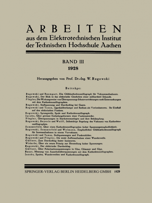 Arbeiten Aus Dem Elektrotechnischen Institut Der Technischen Hochschule Aachen
