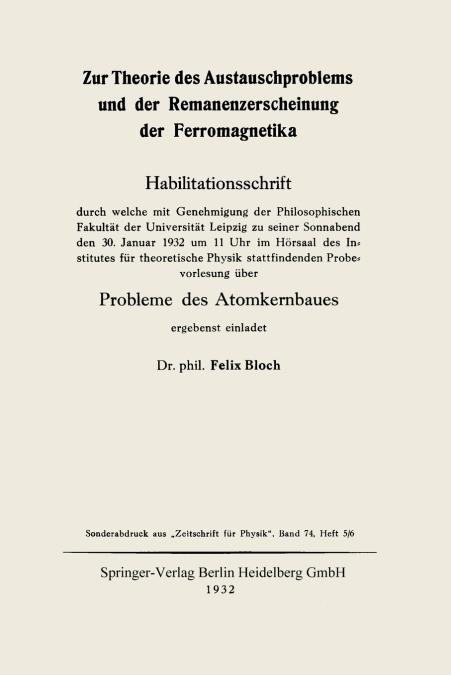 Zur Theorie Des Austauschproblems Und Der Remanenzerscheinung Der Ferromagnetika