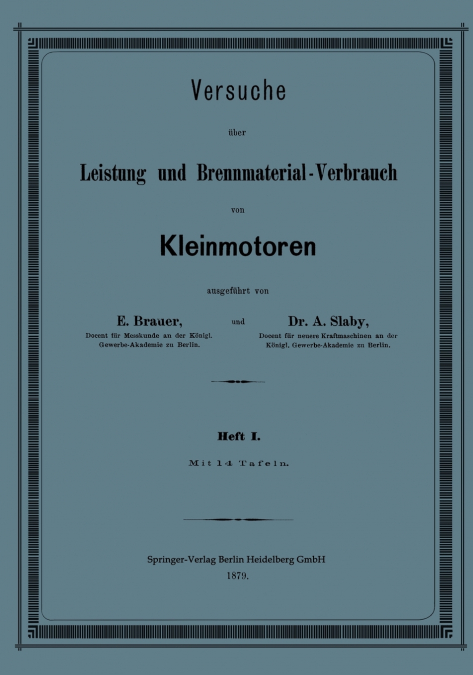 Versuche Uber Leistung Und Brennmaterial-Verbrauch Von Kleinmotoren
