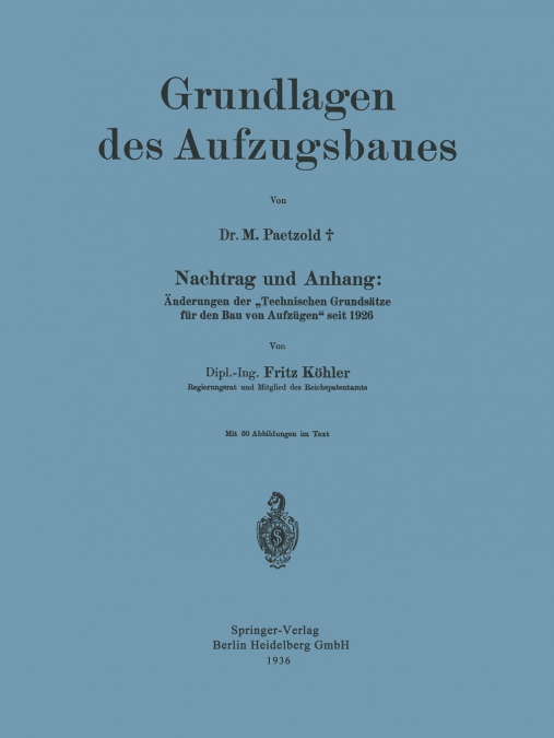 Grundlagen Des Aufzugsbaues