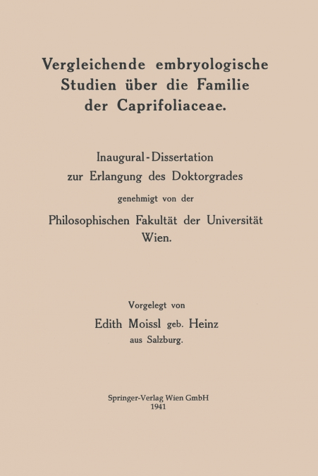 Vergleichende Embryologische Studien Uber Die Familie Der Caprifoliaceae