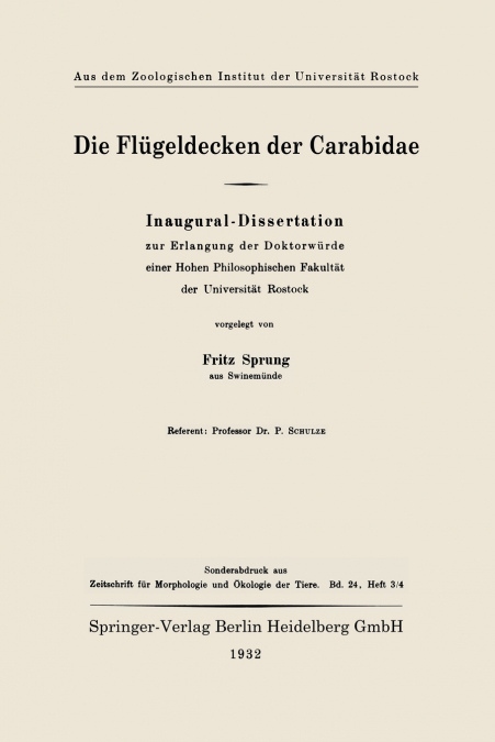 Die Flugeldecken Der Carabidae