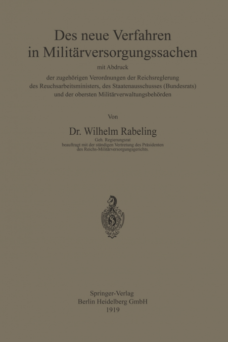Das Neue Verfahren in Militarversorgungssachen