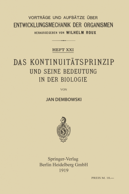 Das Kontinuitatsprinzip Und Seine Bedeutung in Der Biologie