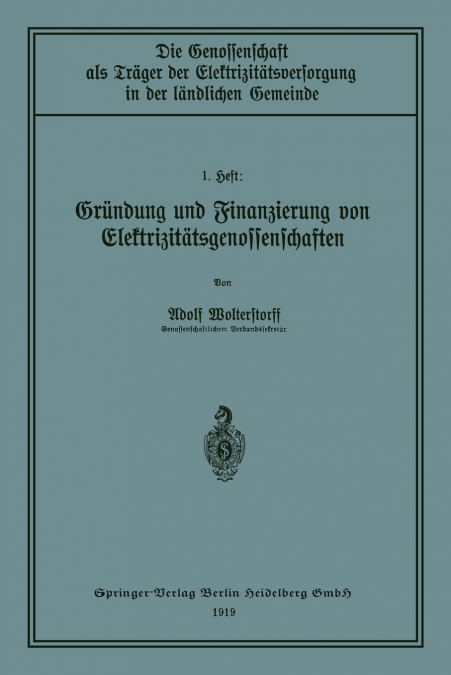 Grundung Und Finanzierung Von Elektrizitatsgenossenschaften