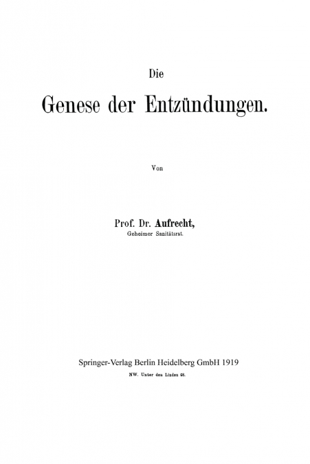 Die Genese Der Entzundungen