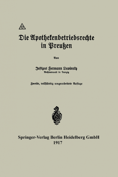Die Apothekenbetriebsrechte in Preussen