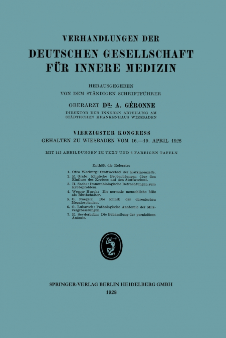 Verhandlungen Der Deutschen Gesellschaft Fur Innere Medizin