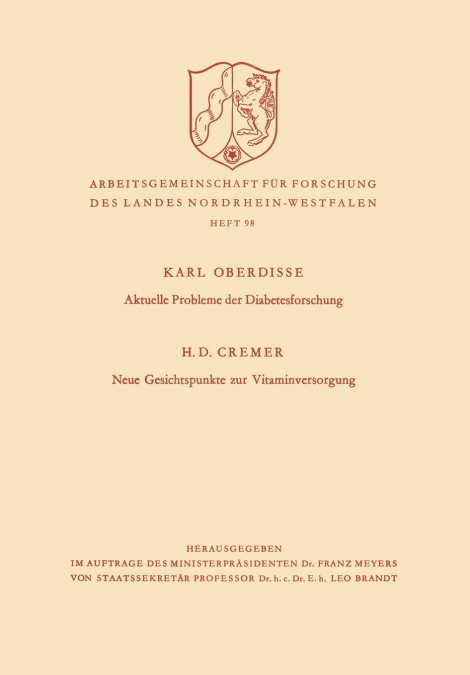 Aktuelle Probleme Der Diabetesforschung. Neue Gesichtspunkte Zur Vitaminversorgung