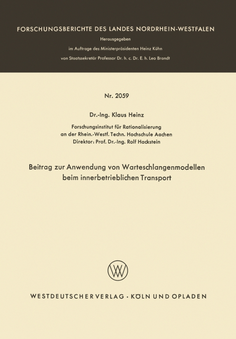 Beitrag zur Anwendung von Warteschlangenmodellen beim innerbetrieblichen Transport