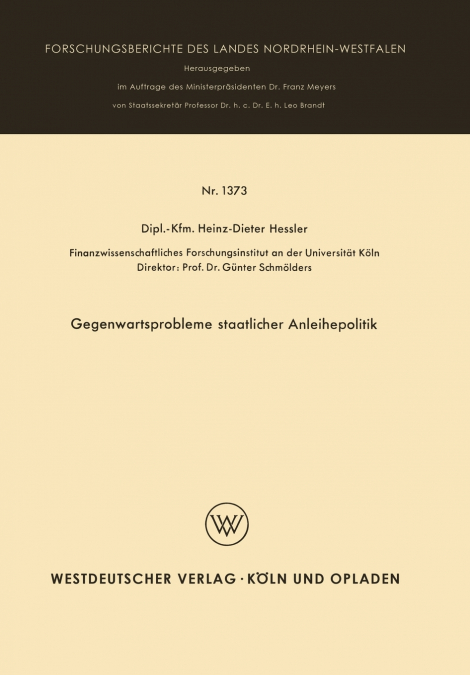 Gegenwartsprobleme staatlicher Anleihepolitik