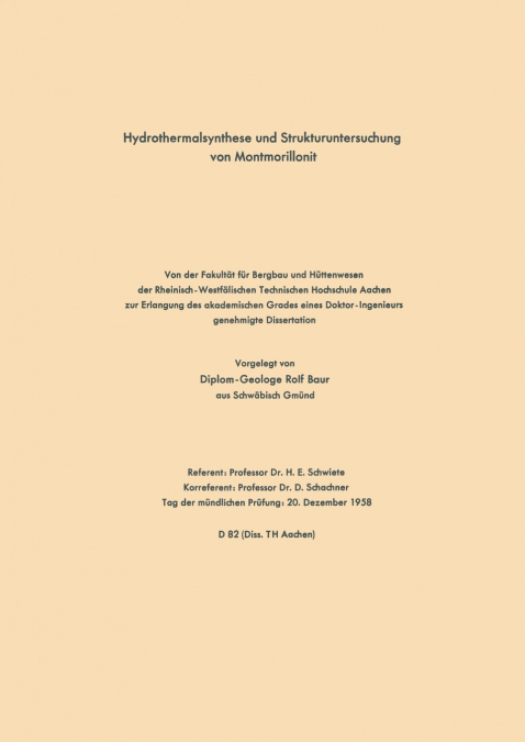 Hydrothermalsynthese und Strukturuntersuchung von Montmorillonit