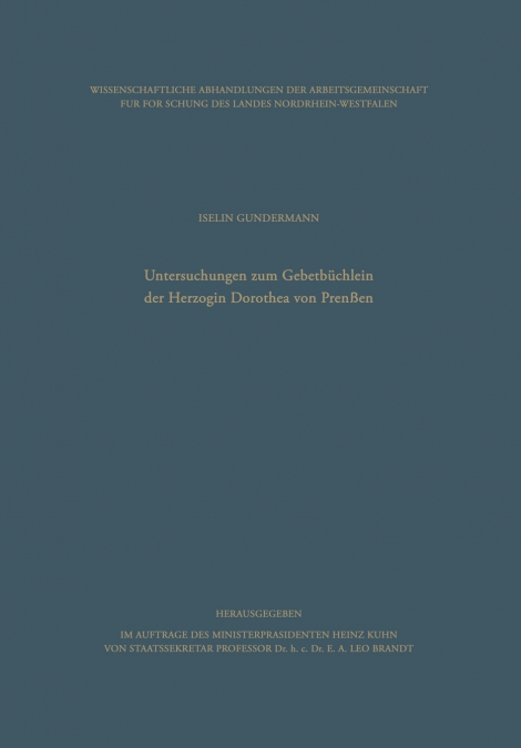 Untersuchungen Zum Gebetbuchlein Der Herzogin Dorothea Von Preussen