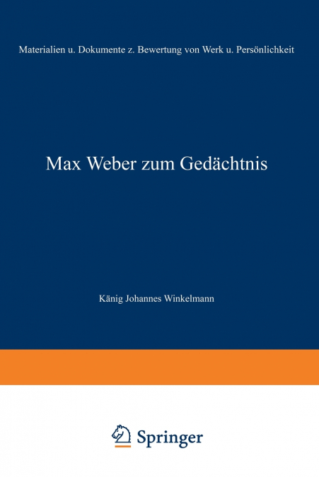 Max Weber zum Gedächtnis