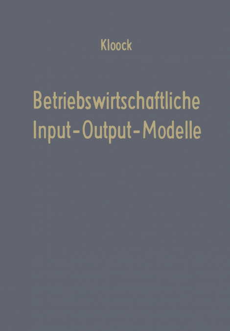 Betriebswirtschaftliche Input-Output-Modelle