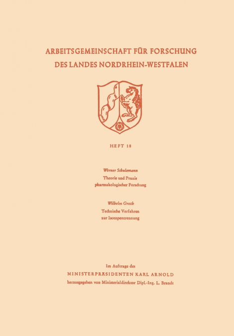 Theorie Und Praxis Pharmakologischer Forschung. Technische Verfahren Zur Isotopentrennung