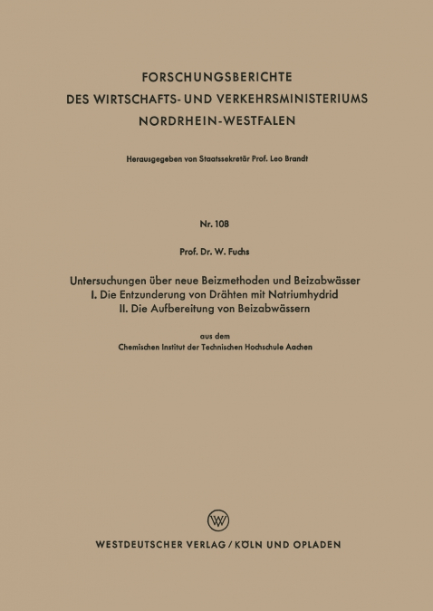 Untersuchungen über neue Beizmethoden und Beizabwässer I. Die Entzunderung von Drähten mit Natriumhydrid. II. Die Aufbereitung von Beizabwässern